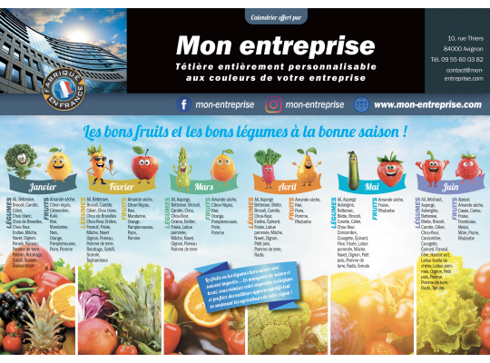 Calendrier personnalisé fruits et légumes de saison